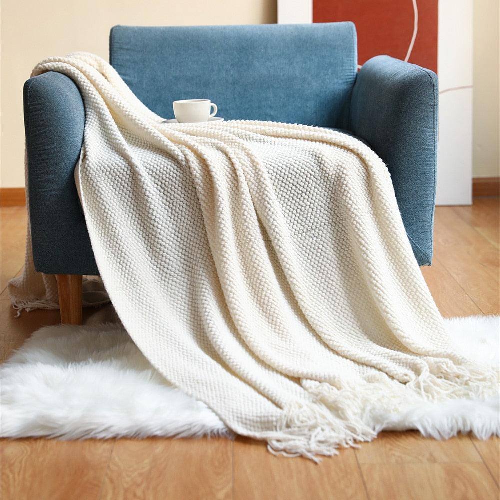 Embossed Knitted Throw Blanket - Fluffyslip