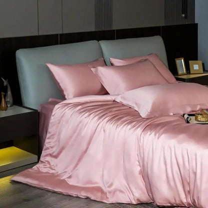 Pink Eucalyptus Lyocell Cooling Duvet Cover Set in a luxury bedroom - Fluffyslip