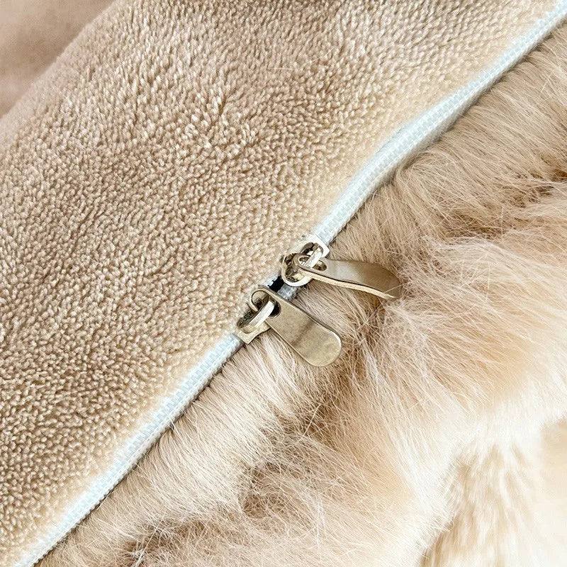 Brown Faux Rabbit Fur Duvet Cover Set Zipper Closure - Fluffyslip