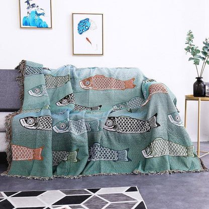Fish Pattern Throw Blanket - Fluffyslip