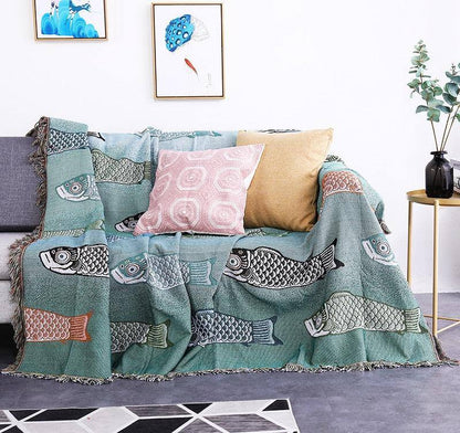 Fish Pattern Throw Blanket - Fluffyslip