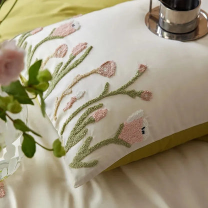 Floral Touch Long Staple Cotton Duvet Cover Set - Fluffyslip