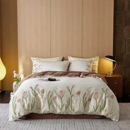 Floral Touch Long Staple Cotton Duvet Cover Set - Fluffyslip