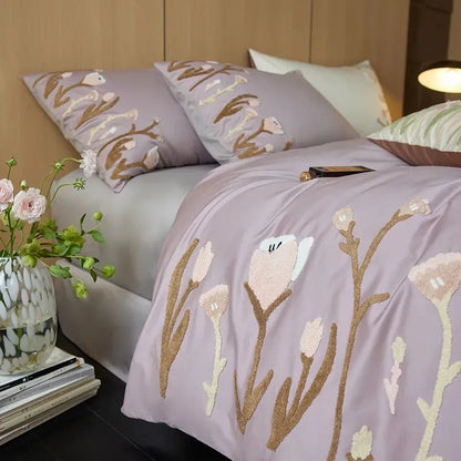 Floral Touch Long Staple Cotton Duvet Cover Set - Fluffyslip