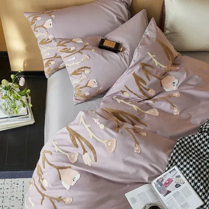 Floral Touch Long Staple Cotton Duvet Cover Set - Fluffyslip