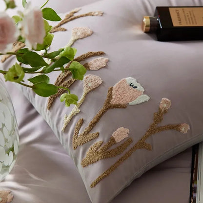 Floral Touch Long Staple Cotton Duvet Cover Set - Fluffyslip