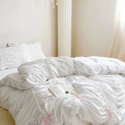 Graceful Ribbon Ruffles Duvet Cover Set - Fluffyslip