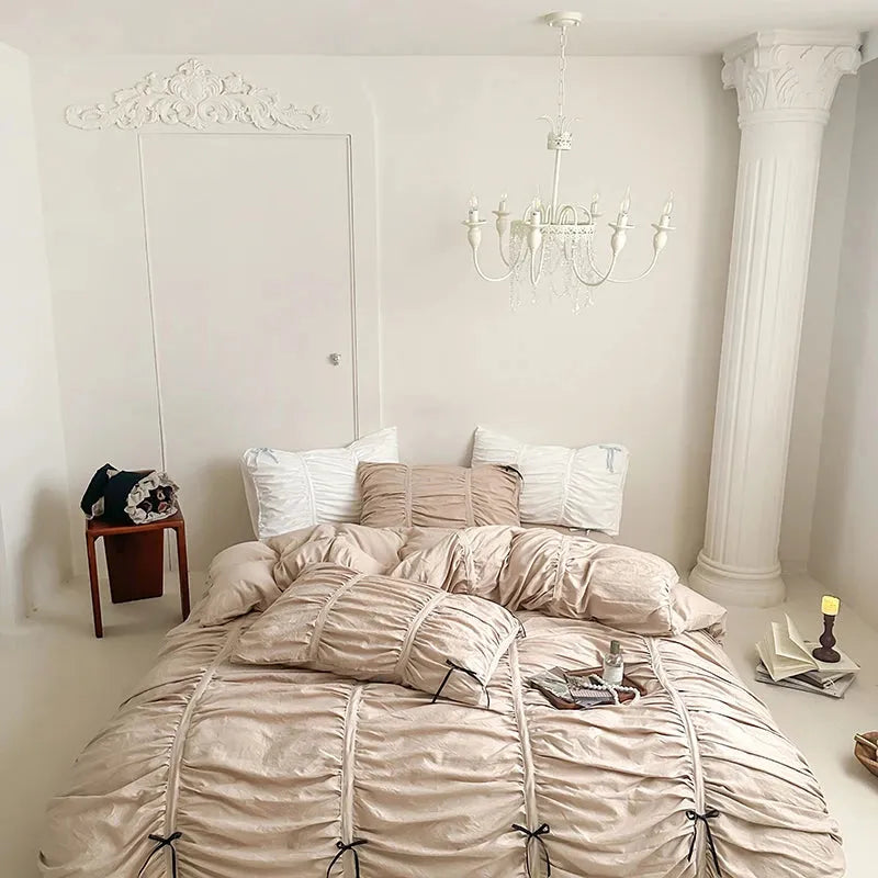 Graceful Ribbon Ruffles Duvet Cover Set - Fluffyslip
