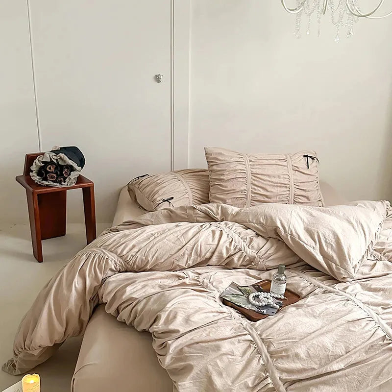 Graceful Ribbon Ruffles Duvet Cover Set - Fluffyslip