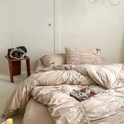 Graceful Ribbon Ruffles Duvet Cover Set - Fluffyslip