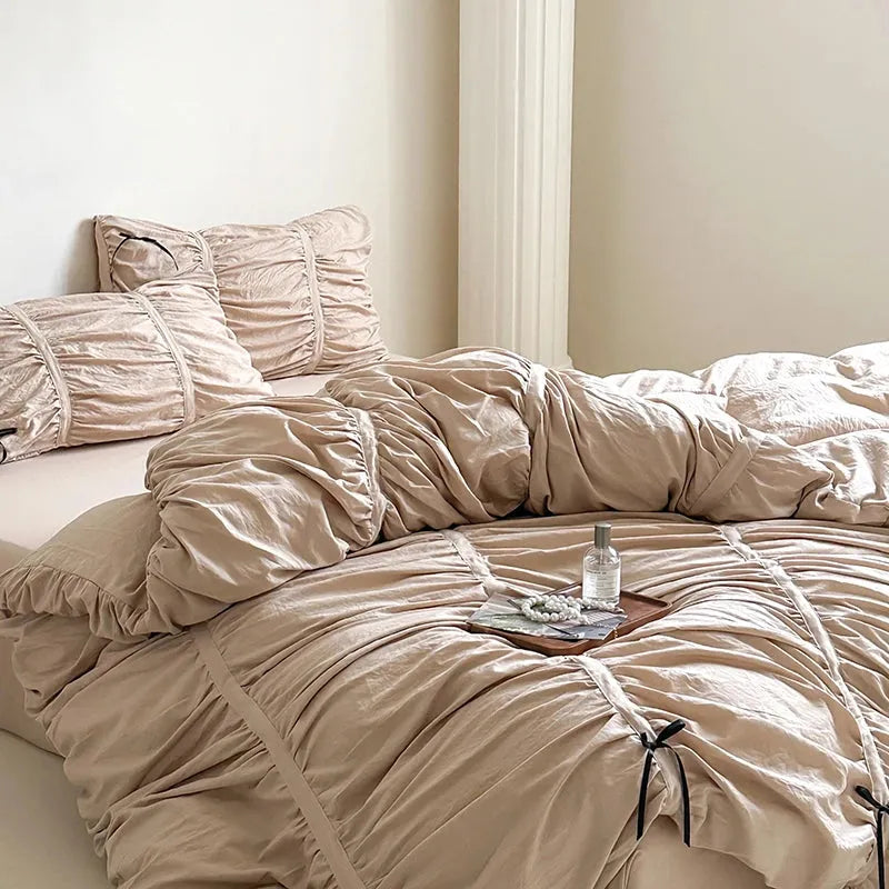 Graceful Ribbon Ruffles Duvet Cover Set - Fluffyslip