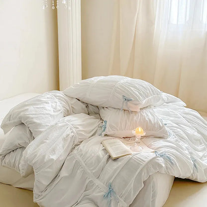 Graceful Ribbon Ruffles Duvet Cover Set - Fluffyslip