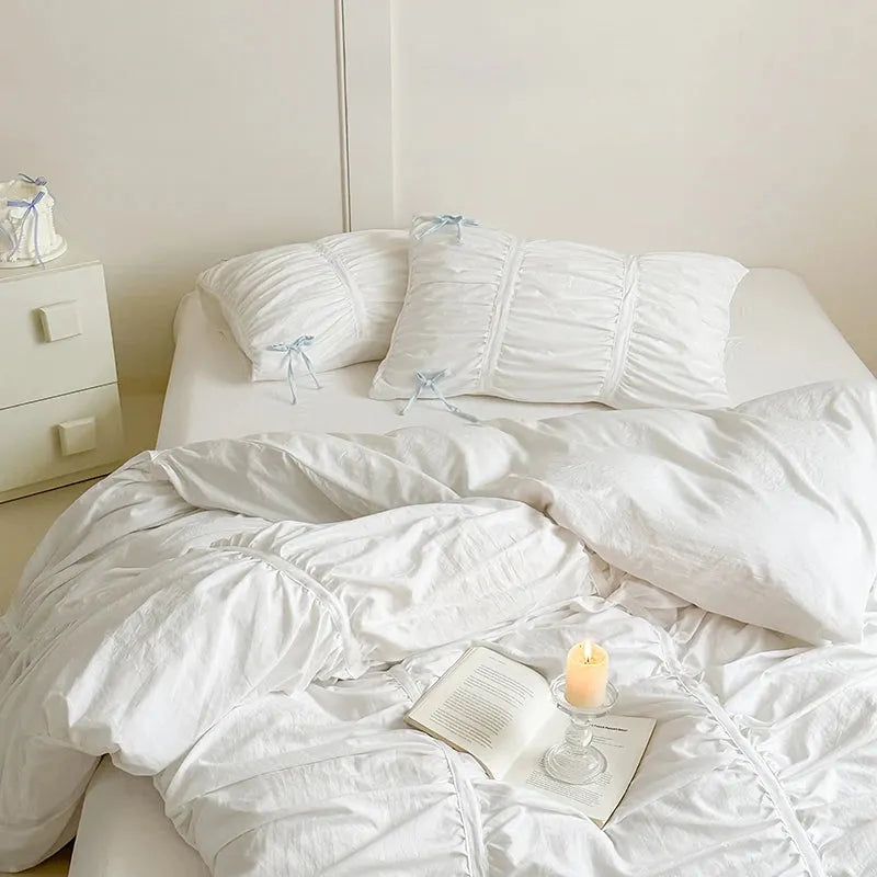 Graceful Ribbon Ruffles Duvet Cover Set - Fluffyslip