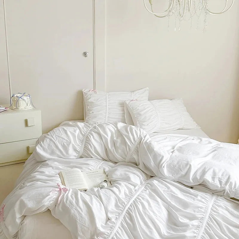 Graceful Ribbon Ruffles Duvet Cover Set - Fluffyslip