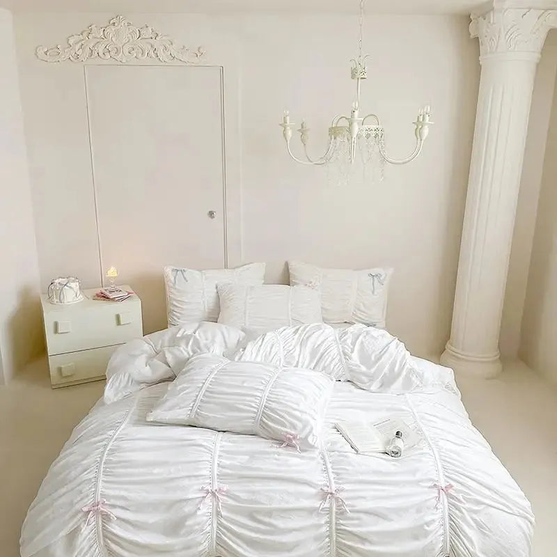 Graceful Ribbon Ruffles Duvet Cover Set - Fluffyslip