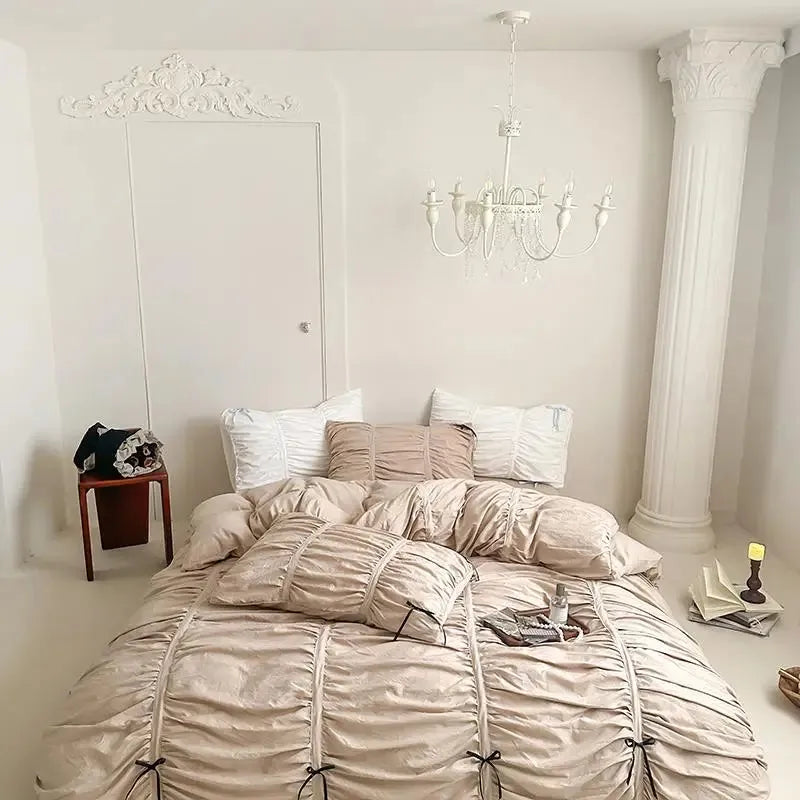 Graceful Ribbon Ruffles Duvet Cover Set - Fluffyslip