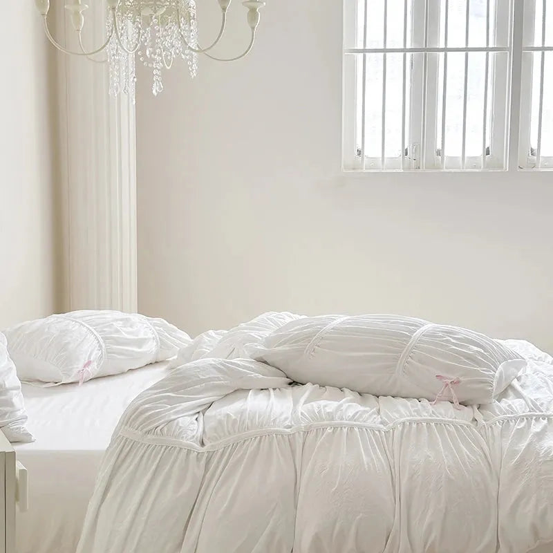 Graceful Ribbon Ruffles Duvet Cover Set - Fluffyslip