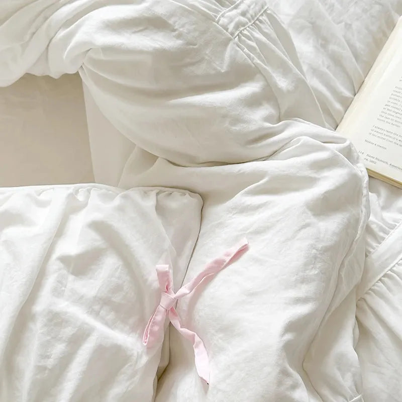 Graceful Ribbon Ruffles Duvet Cover Set - Fluffyslip