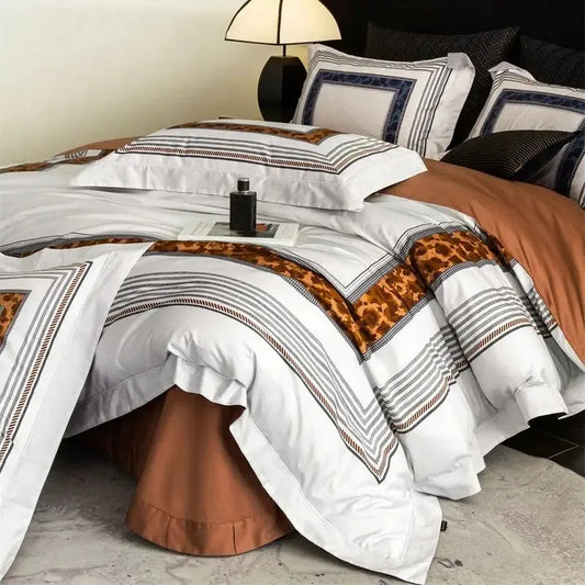 Ink Square Egyptian Cotton Duvet Cover Set - Fluffyslip