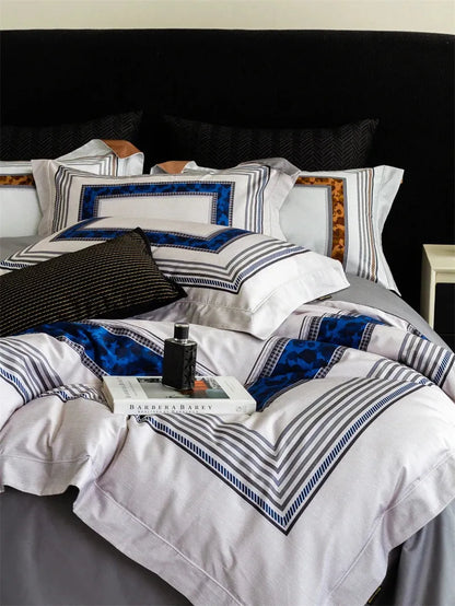 Ink Square Egyptian Cotton Duvet Cover Set - Fluffyslip