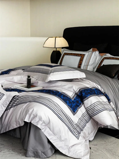 Ink Square Egyptian Cotton Duvet Cover Set - Fluffyslip