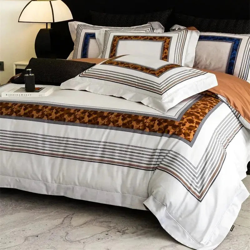 Ink Square Egyptian Cotton Duvet Cover Set - Fluffyslip