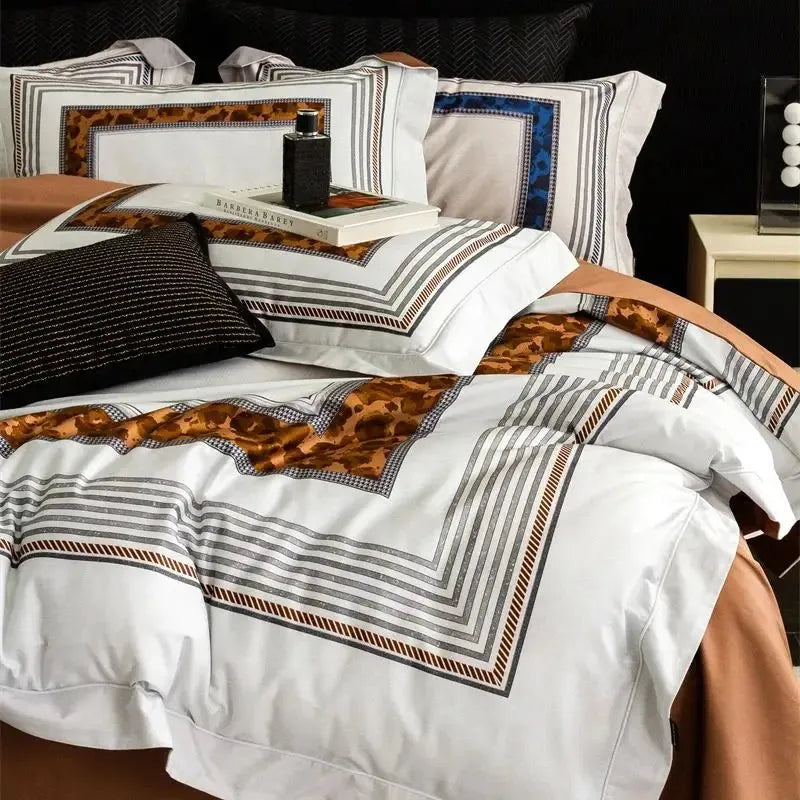 Ink Square Egyptian Cotton Duvet Cover Set - Fluffyslip