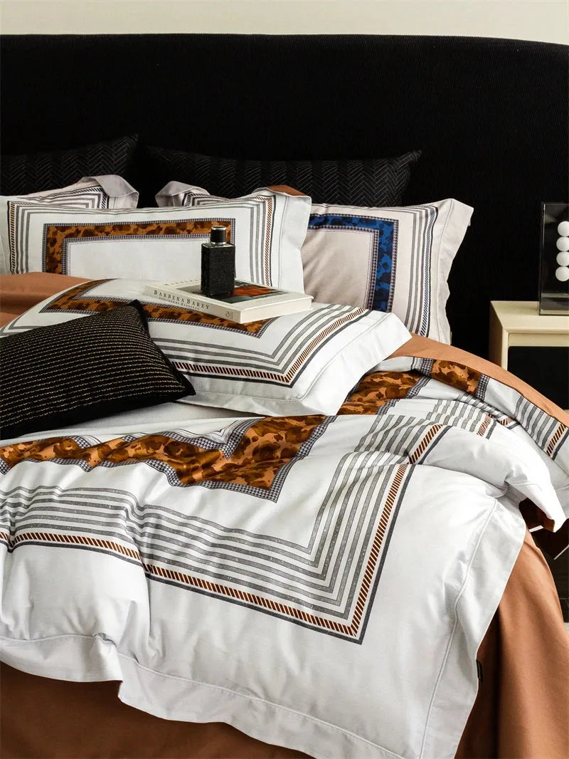 Ink Square Egyptian Cotton Duvet Cover Set - Fluffyslip