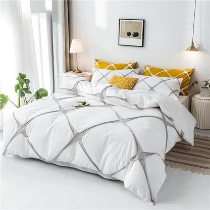 Knitted Box Pattern Duvet Cover Set - Fluffyslip