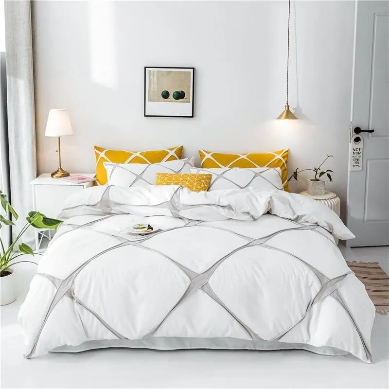 Knitted Box Pattern Duvet Cover Set - Fluffyslip