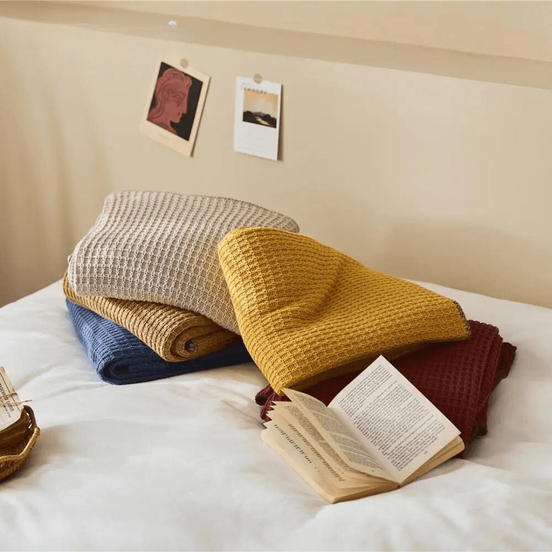 Knitted Cotton Sherpa Throw Blanket - Fluffyslip