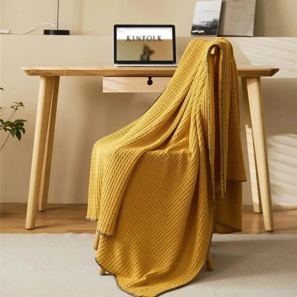Knitted Cotton Sherpa Throw Blanket - Fluffyslip