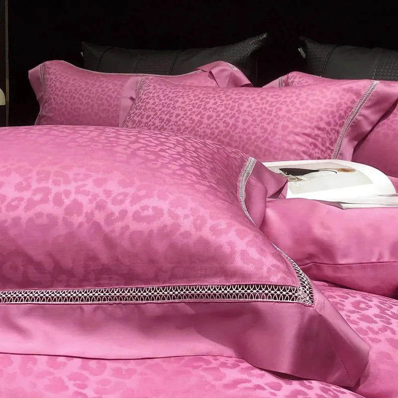 Leopard luxe Bordered Duvet Cover Set - Fluffyslip