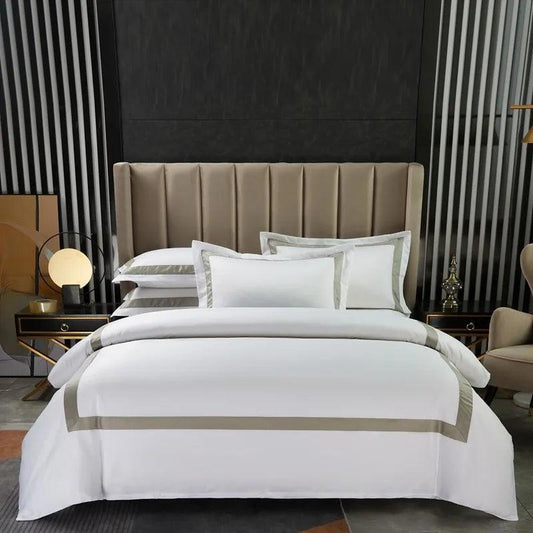 Luxury 600tc Cotton Hotel Frame Patchwork Duvet Cover Set - Fluffyslip