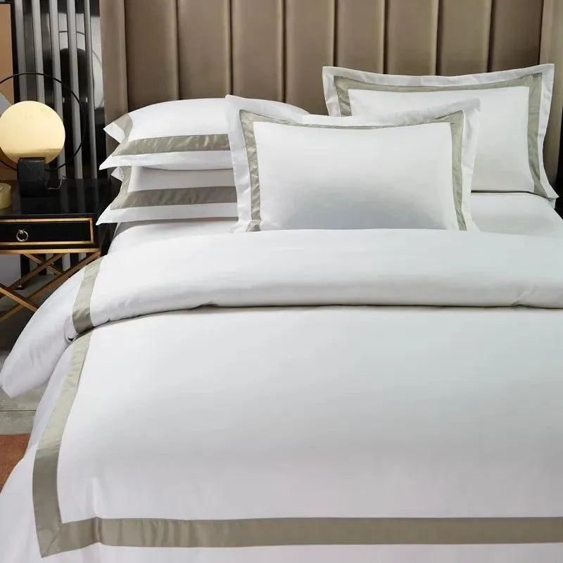 Luxury 600tc Cotton Hotel Frame Patchwork Duvet Cover Set - Fluffyslip