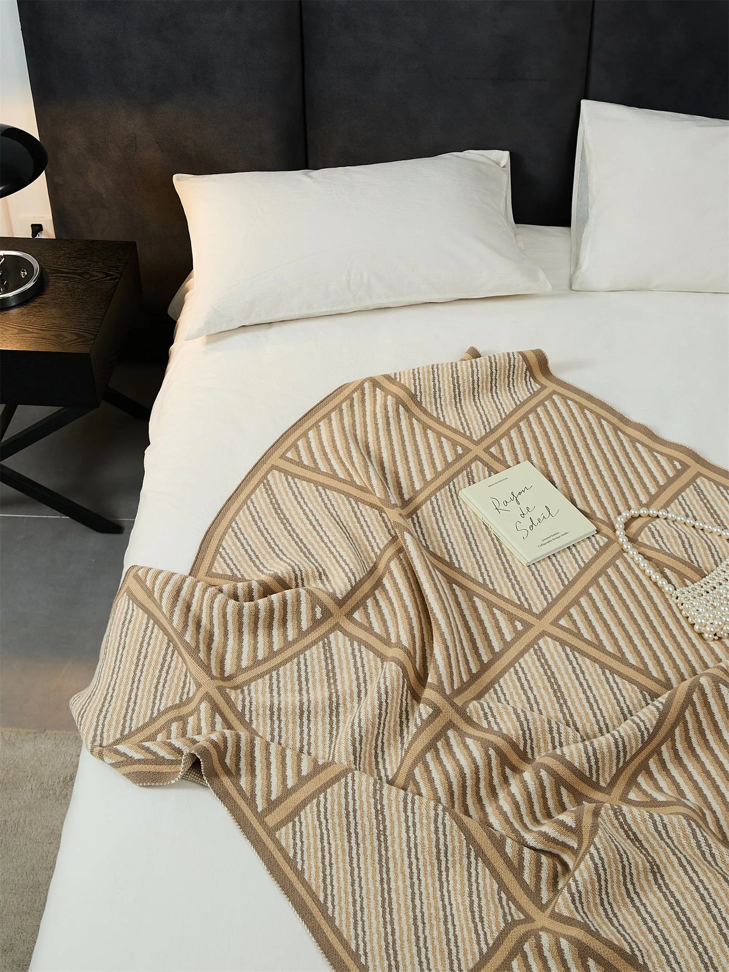 Luxury Boxed Striped Cotton Throw Blanket