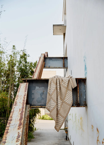 Luxury Boxed Striped Cotton Throw Blanket