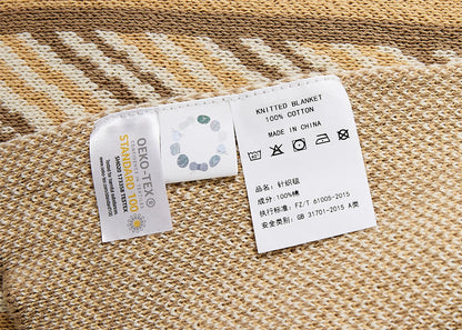 Luxury Boxed Striped Cotton Throw Blanket