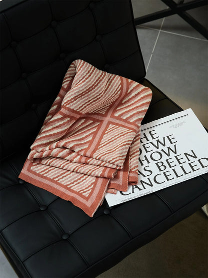 Luxury Boxed Striped Cotton Throw Blanket