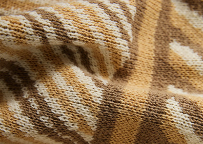 Luxury Boxed Striped Cotton Throw Blanket