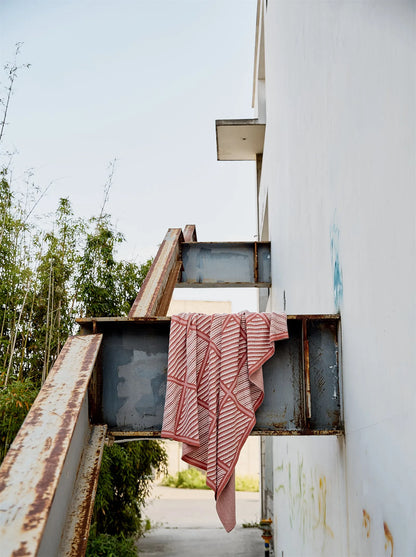 Luxury Boxed Striped Cotton Throw Blanket