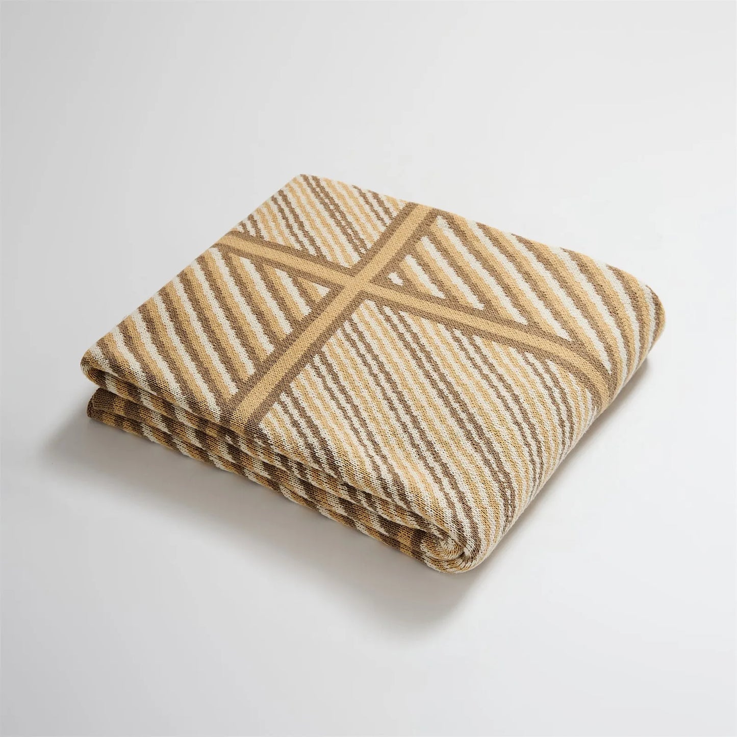 Luxury Boxed Striped Cotton Throw Blanket
