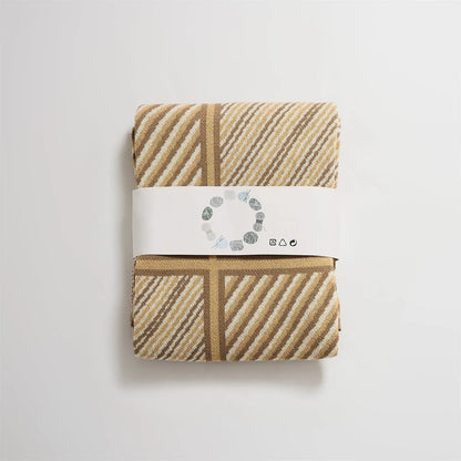 Luxury Boxed Striped Cotton Throw Blanket