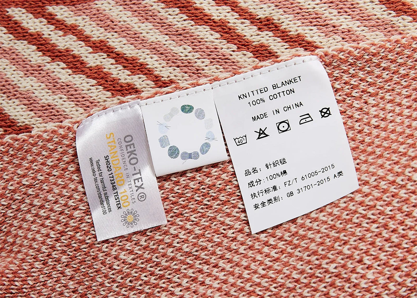 Luxury Boxed Striped Cotton Throw Blanket