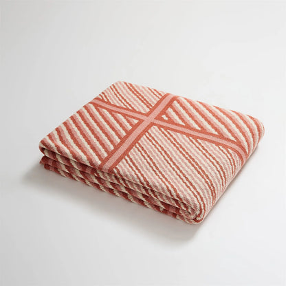 Luxury Boxed Striped Cotton Throw Blanket