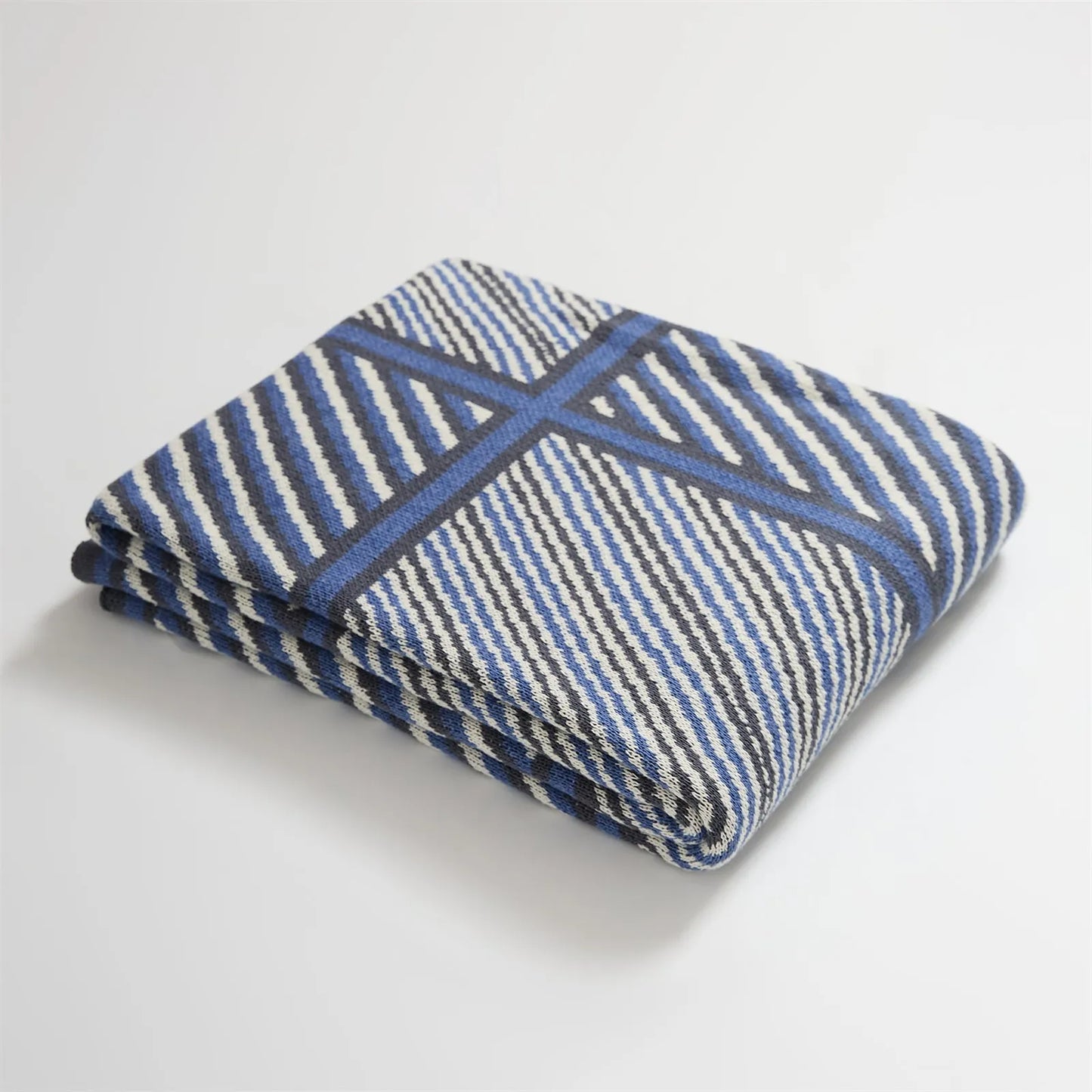 Luxury Boxed Striped Cotton Throw Blanket