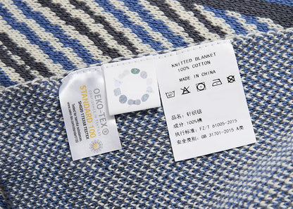 Luxury Boxed Striped Cotton Throw Blanket