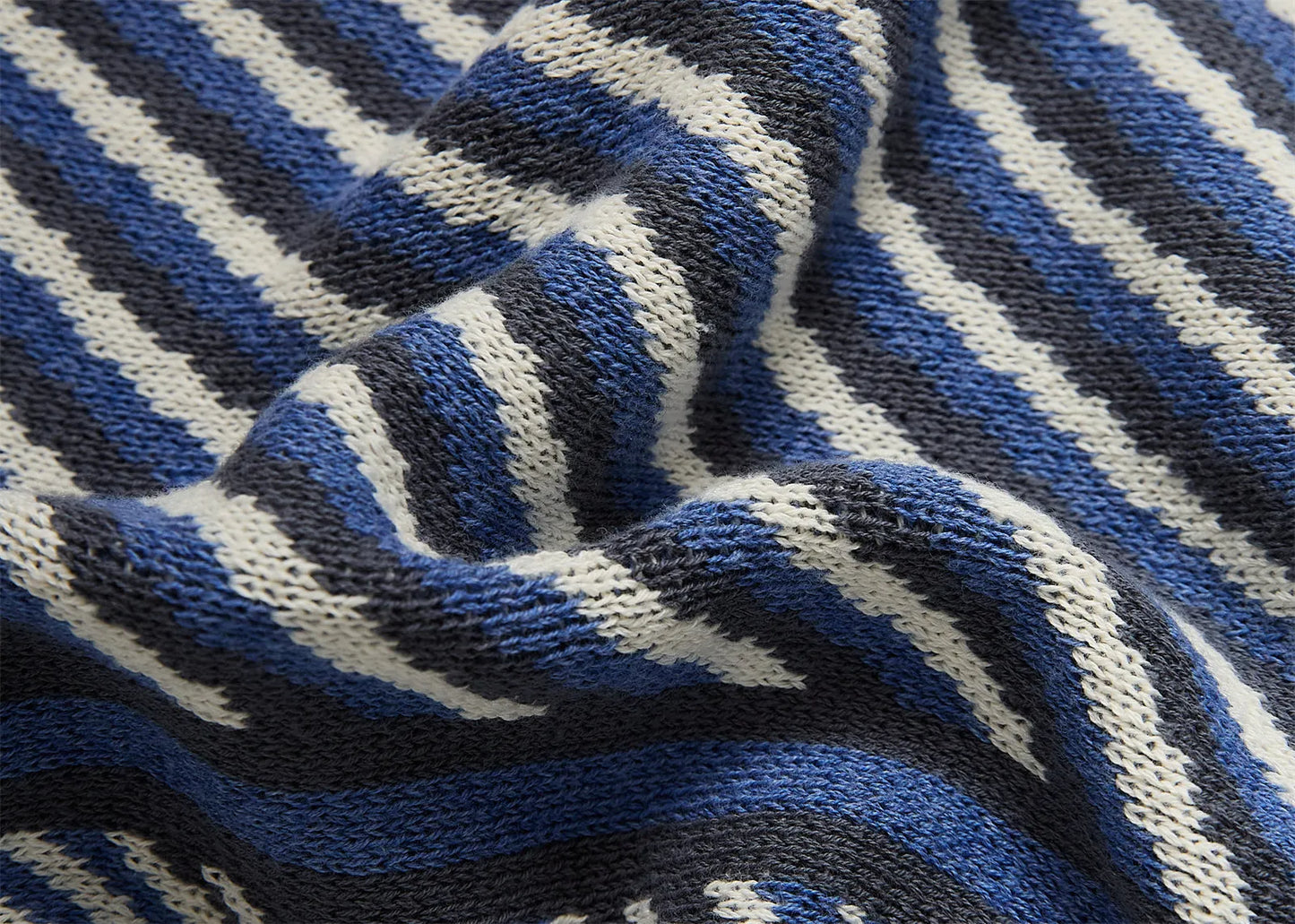 Luxury Boxed Striped Cotton Throw Blanket