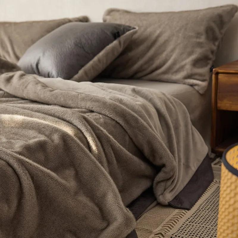 luxury cedar brown faux mink blanket - Fluffyslip 
