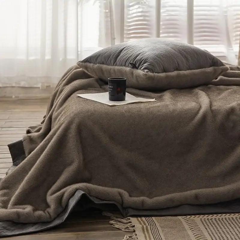 luxury cedar brown faux mink blanket - Fluffyslip 